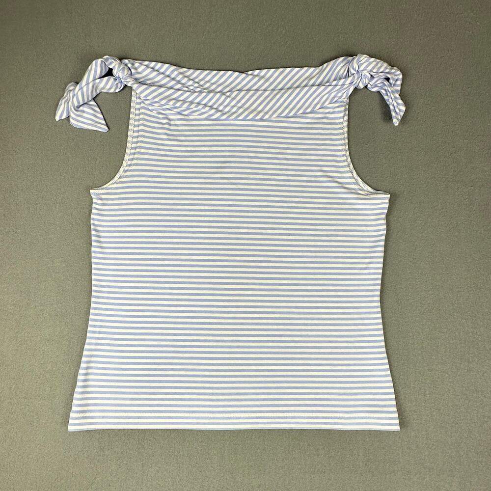 Banana Republic Striped Tank Top Blue White Tie Strap Medium